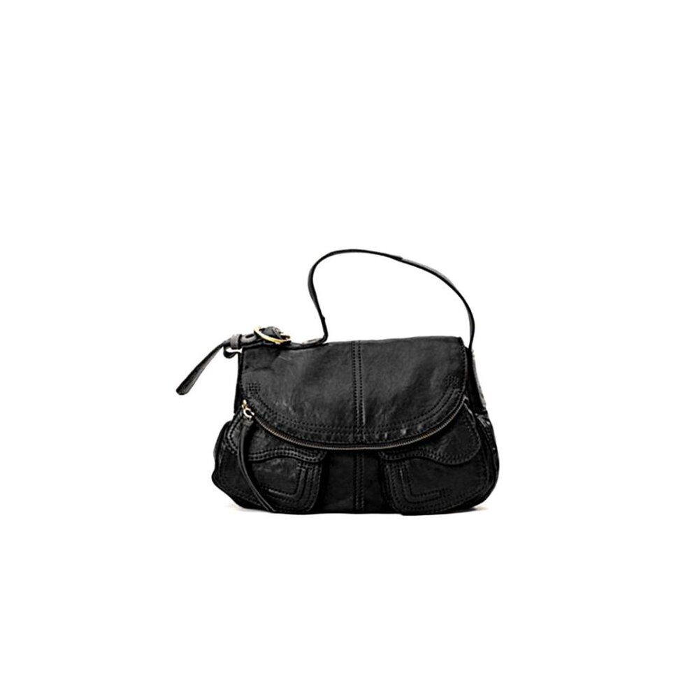 LUCKY BRAND STASH BAG~BLACK Shimmer in Lamb Leather